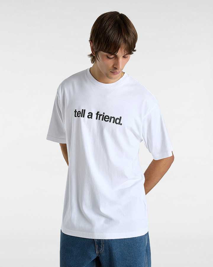 White Men Vans Tell a Friend T Shirts Canada | VN1954023