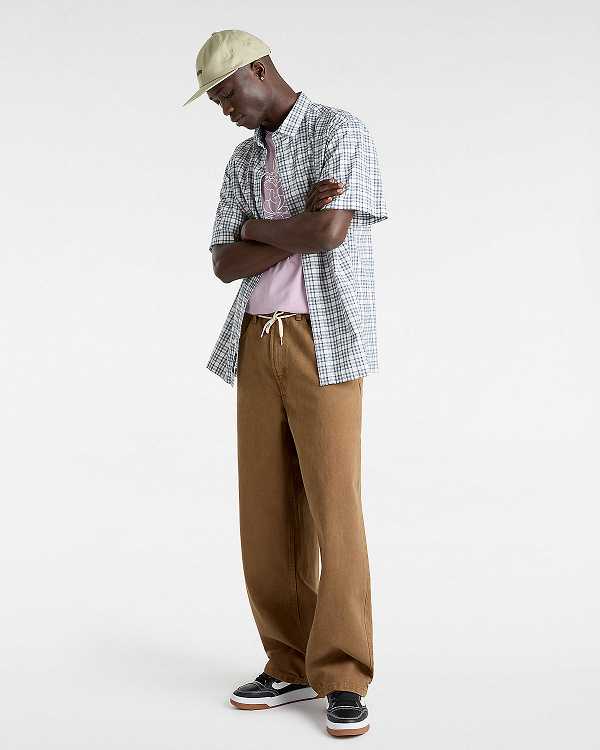White Men Vans Wilshire Mini Plaid Shirts Canada | VN1087634