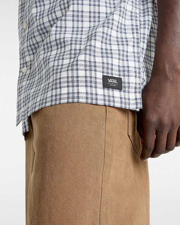 White Men Vans Wilshire Mini Plaid Shirts Canada | VN1087634