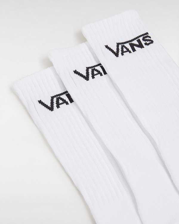 White Unisex Vans Classic Crew (3 pairs) Socks Canada | VN5961340