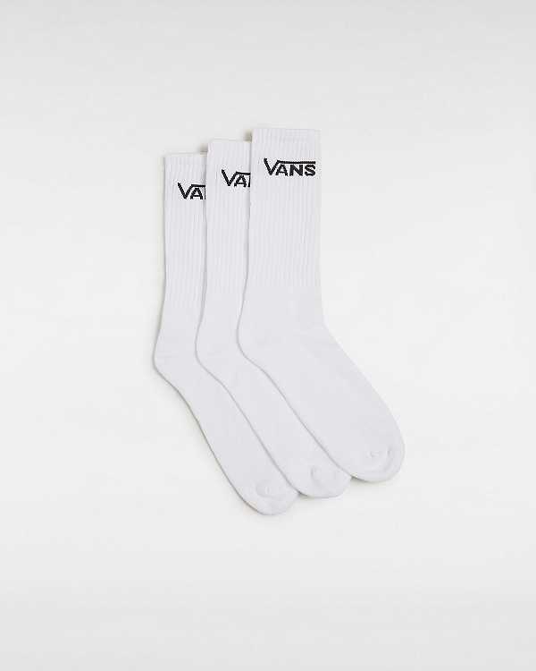 White Unisex Vans Classic Crew (3 pairs) Socks Canada | VN5961340