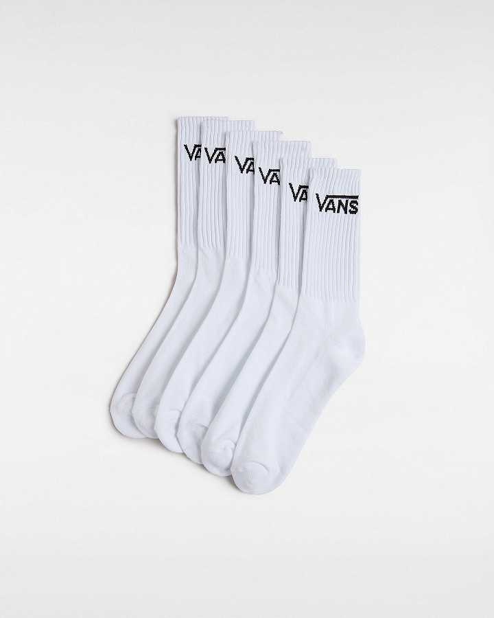 White Unisex Vans Classic Crew (6 Pairs) Socks Canada | VN9342507