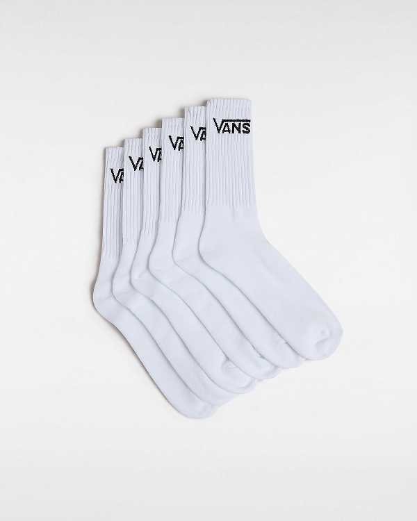 White Unisex Vans Classic Crew (6 Pairs) Socks Canada | VN9342507