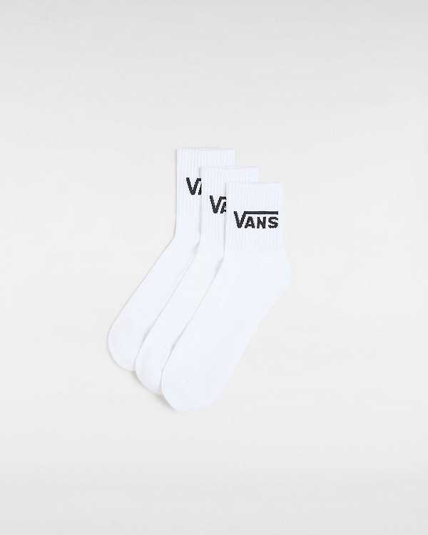 White Unisex Vans Classic Half Crew (3 Pairs) Socks Canada | VN2475098