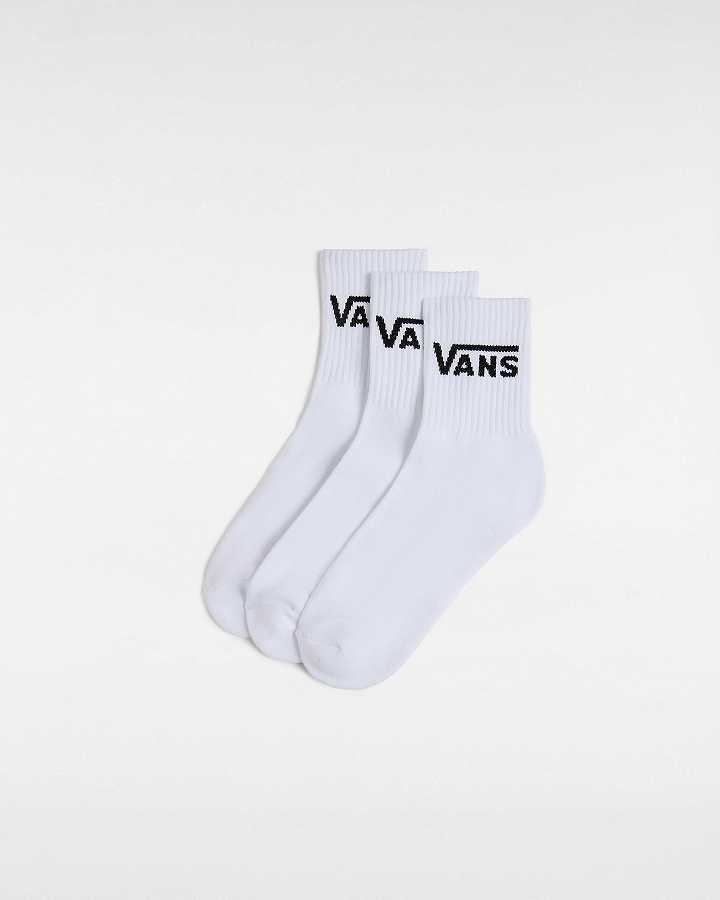 White Unisex Vans Classic Half Crew (3 Pairs) Socks Canada | VN2475098
