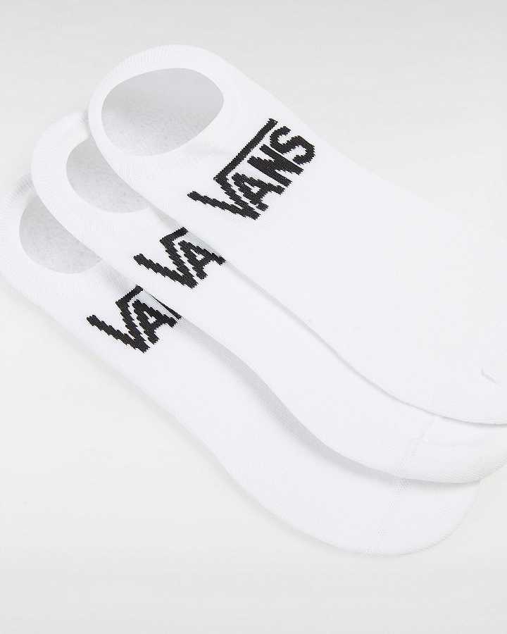 White Unisex Vans Classic Kick (3 Pairs) Socks Canada | VN3021495
