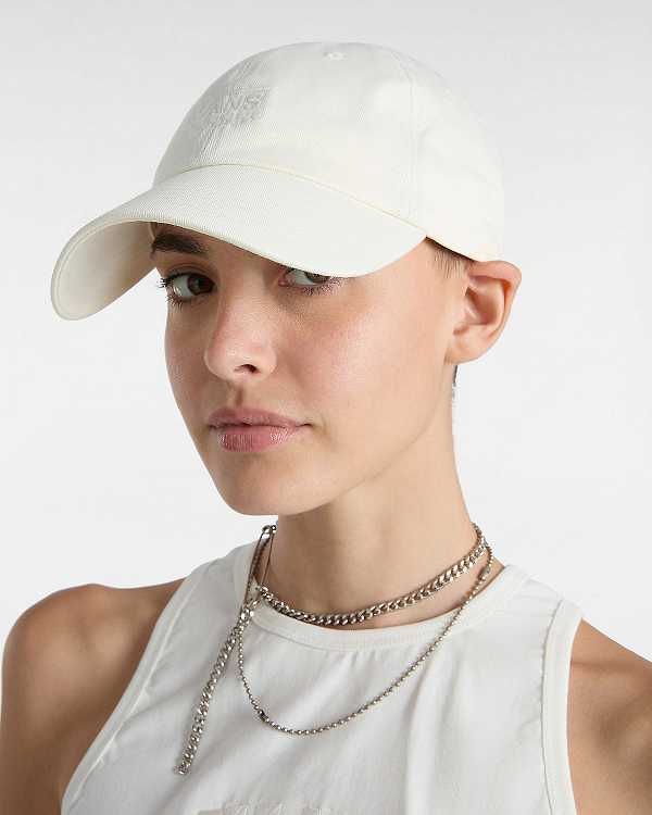 White Unisex Vans Court Side Curved Bill Jockey Hats Canada | VN8361925