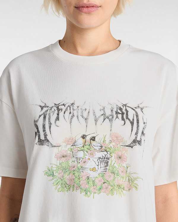 White Women Vans Birdbath T Shirts Canada | VN2695173