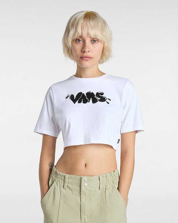 White Women Vans Busted Type Crew Crop T Shirts Canada | VN2935041