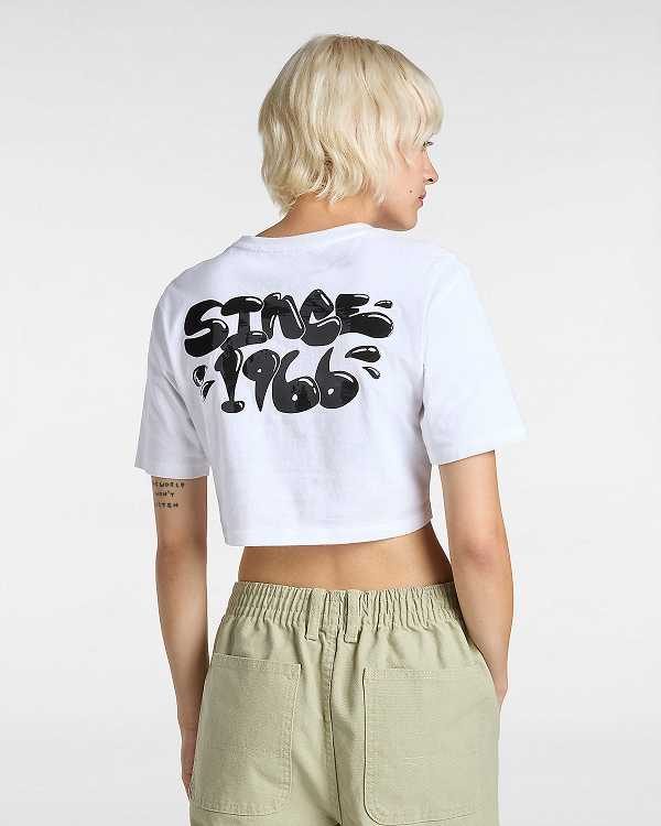 White Women Vans Busted Type Crew Crop T Shirts Canada | VN2935041