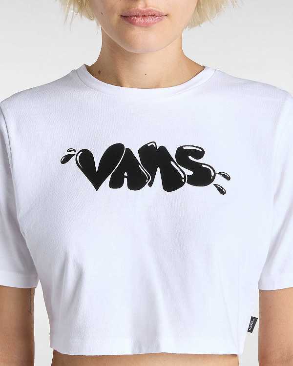 White Women Vans Busted Type Crew Crop T Shirts Canada | VN2935041