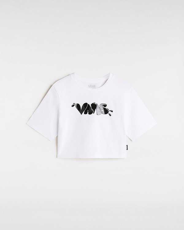White Women Vans Busted Type Crew Crop T Shirts Canada | VN2935041