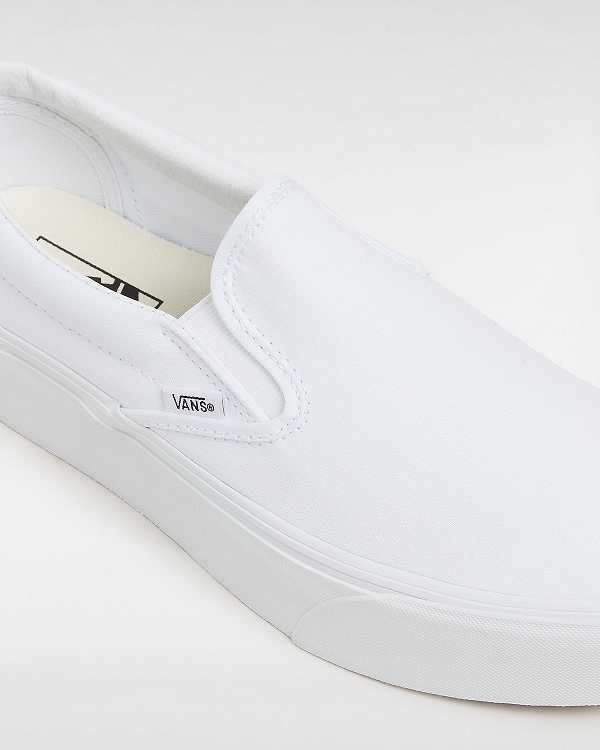 White Women Vans Classic Slip-On Platform Shoes Canada | VN0837296