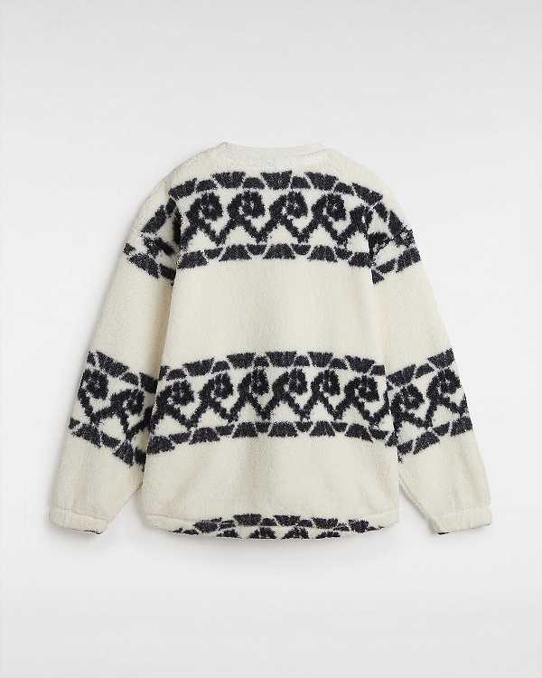 White Women Vans Collett Boucle Crew Sweatshirt Canada | VN8094517