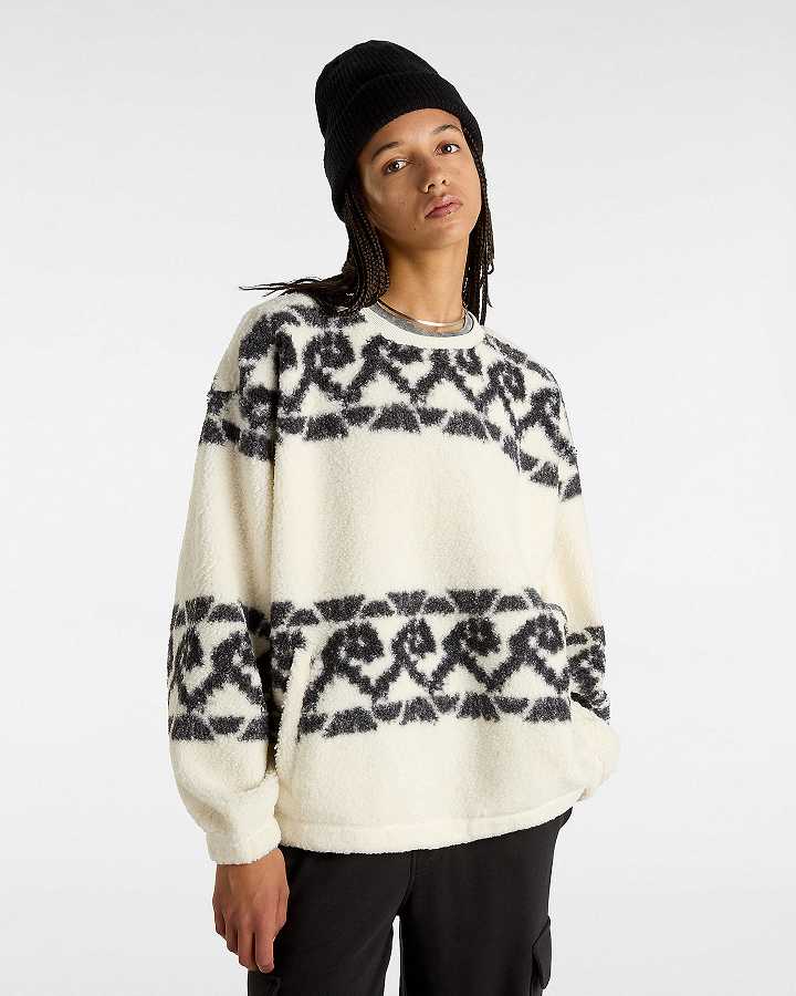 White Women Vans Collett Boucle Crew Sweatshirt Canada | VN8094517