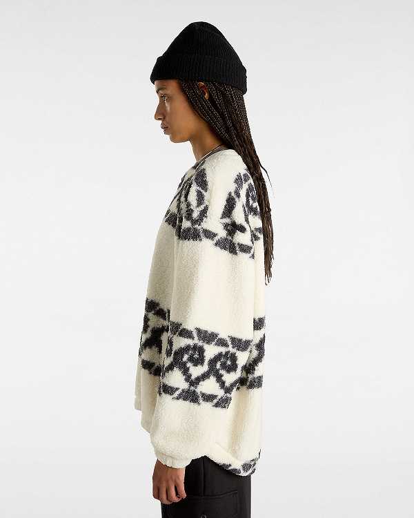White Women Vans Collett Boucle Crew Sweatshirt Canada | VN8094517
