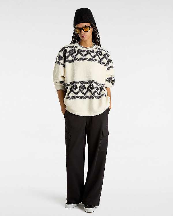 White Women Vans Collett Boucle Crew Sweatshirt Canada | VN8094517