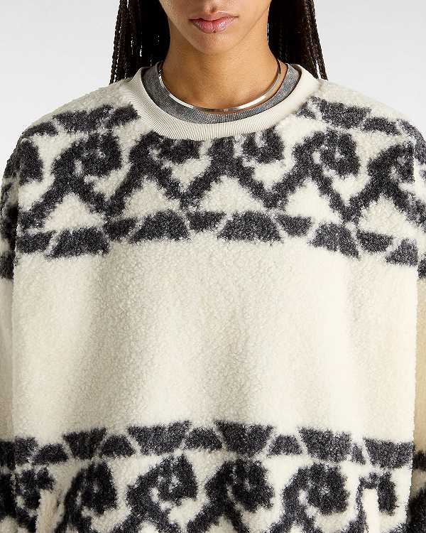 White Women Vans Collett Boucle Crew Sweatshirt Canada | VN8094517