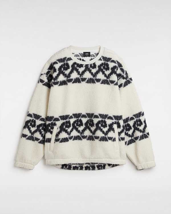White Women Vans Collett Boucle Crew Sweatshirt Canada | VN8094517