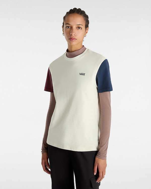White Women Vans Colorblock Boyfriend Fit T Shirts Canada | VN1236879