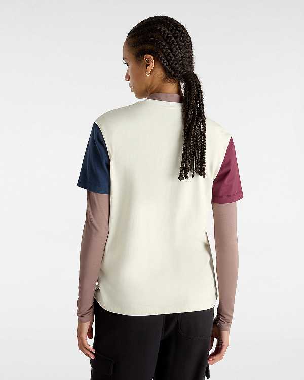 White Women Vans Colorblock Boyfriend Fit T Shirts Canada | VN1236879