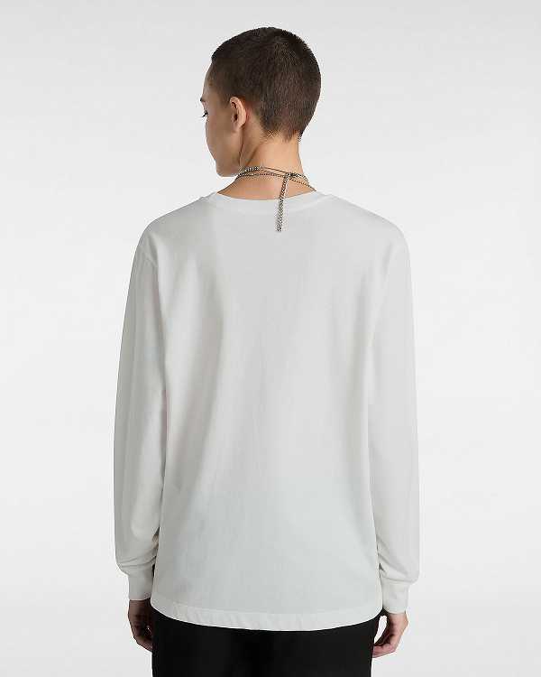 White Women Vans Damask Long Sleeve T Shirts Canada | VN7524168