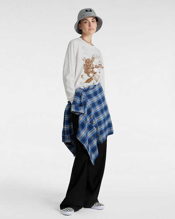 White Women Vans Damask Long Sleeve T Shirts Canada | VN7524168