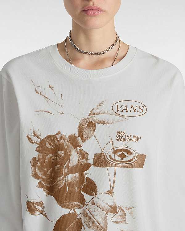 White Women Vans Damask Long Sleeve T Shirts Canada | VN7524168