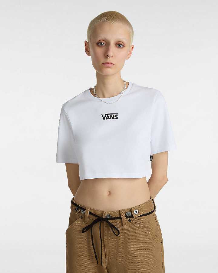 White Women Vans Flying V Crew Crop T Shirts Canada | VN3015679