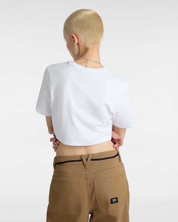 White Women Vans Flying V Crew Crop T Shirts Canada | VN3015679