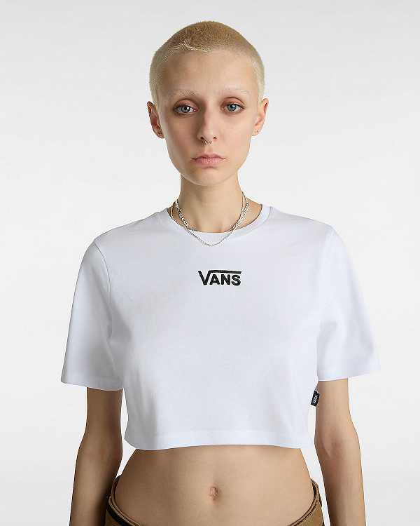 White Women Vans Flying V Crew Crop T Shirts Canada | VN3015679