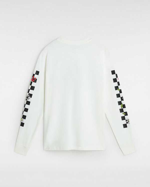 White Women Vans Foliage Boyfriend Long Sleeve T Shirts Canada | VN7965413
