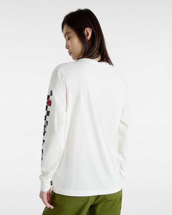 White Women Vans Foliage Boyfriend Long Sleeve T Shirts Canada | VN7965413