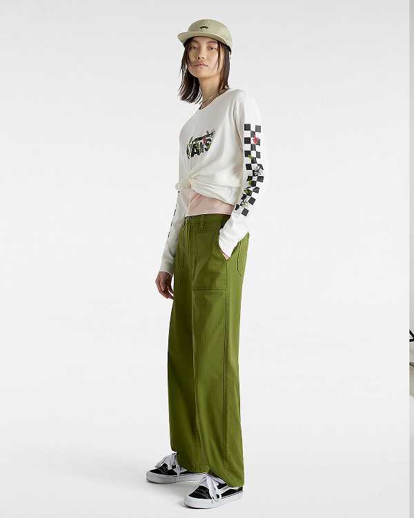 White Women Vans Foliage Boyfriend Long Sleeve T Shirts Canada | VN7965413