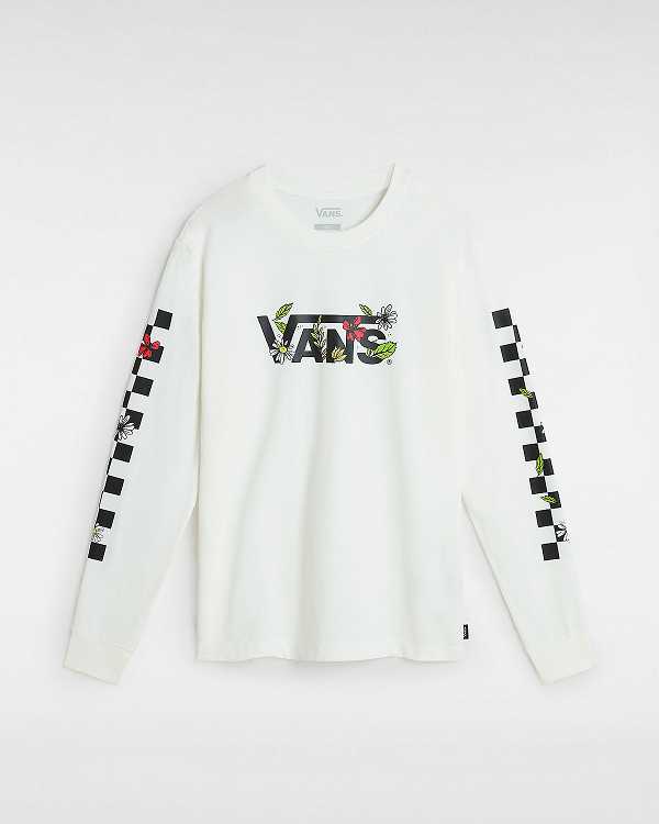 White Women Vans Foliage Boyfriend Long Sleeve T Shirts Canada | VN7965413