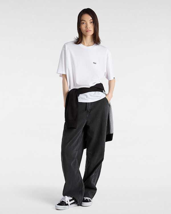 White Women Vans Left Chest Logo T Shirts Canada | VN6195428