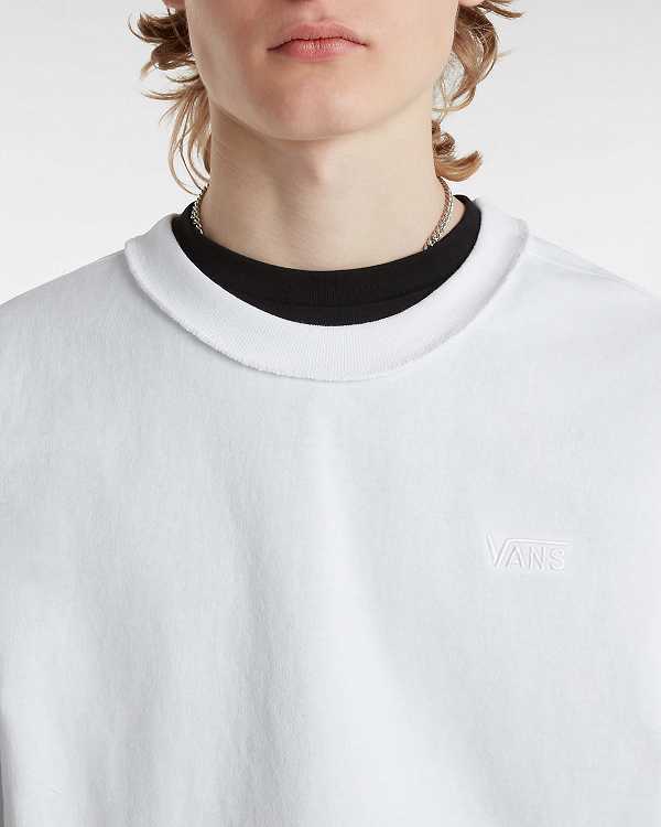 White Women Vans Premium Logo T Shirts Canada | VN0246893