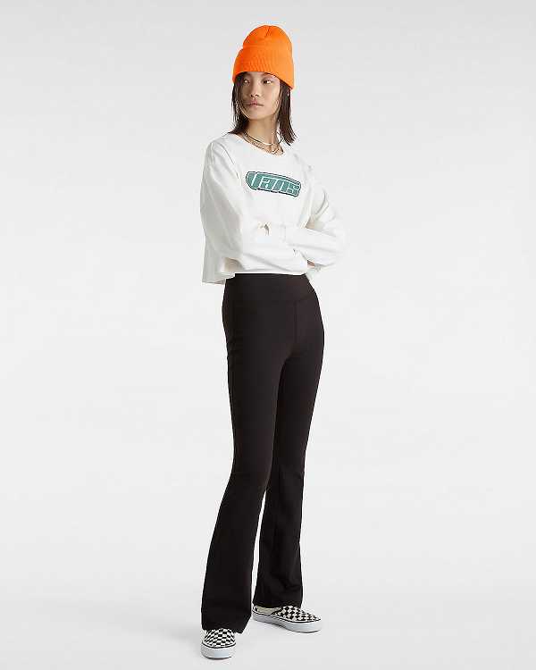 White Women Vans Retro V Hook and Loop Relaxed Long Sleeve Crop T Shirts Canada | VN7642158