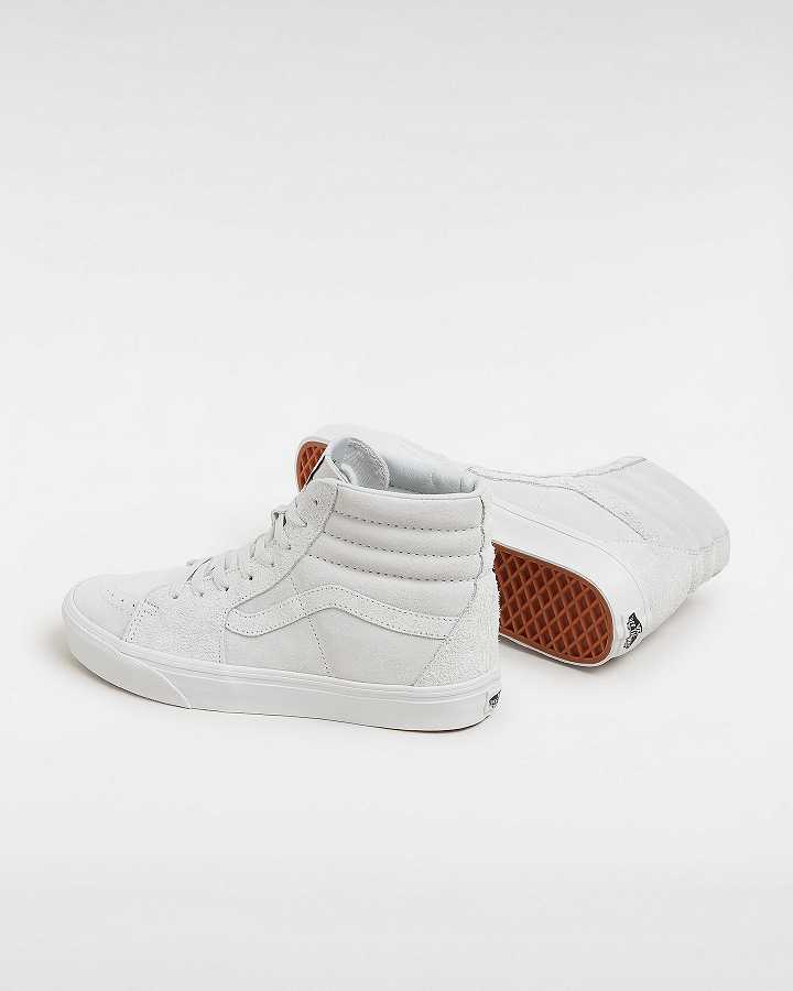 White Women Vans Sk8-Hi Suede Mix Skate Shoes Canada | VN2810534