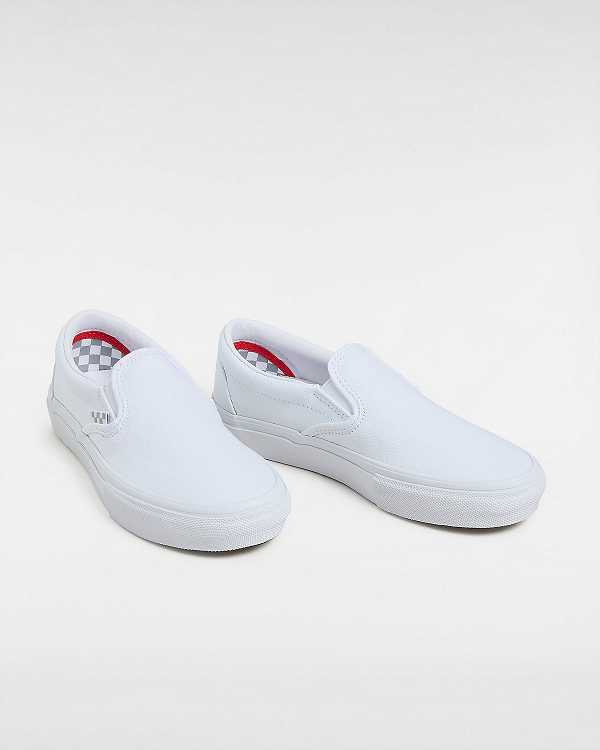 White Women Vans Skate Slip On Shoes Canada | VN2538609