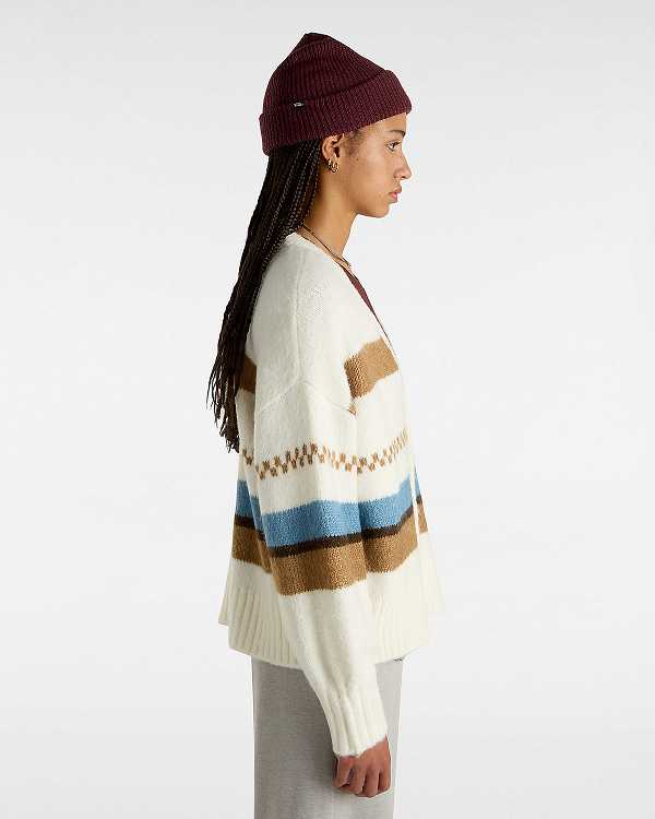 White Women Vans Valerie Stripe Cardigan Canada | VN5964203