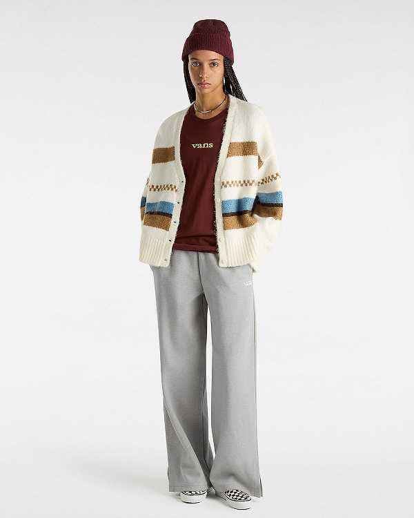 White Women Vans Valerie Stripe Cardigan Canada | VN5964203