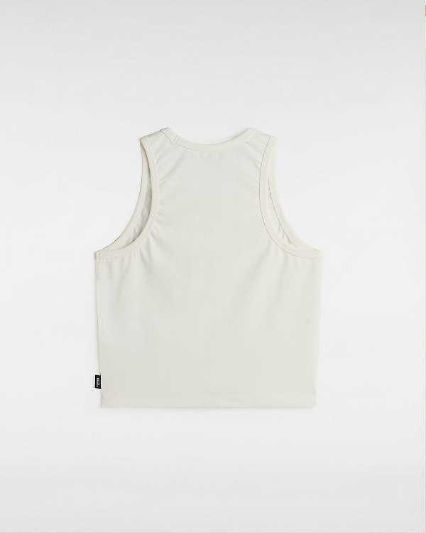 White Women Vans Varsity Racer Tank Top Canada | VN4092735