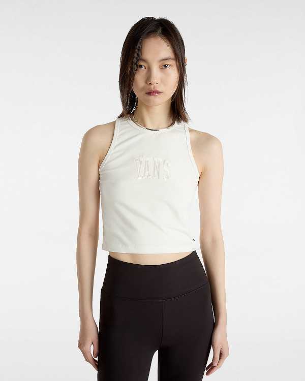 White Women Vans Varsity Racer Tank Top Canada | VN4092735