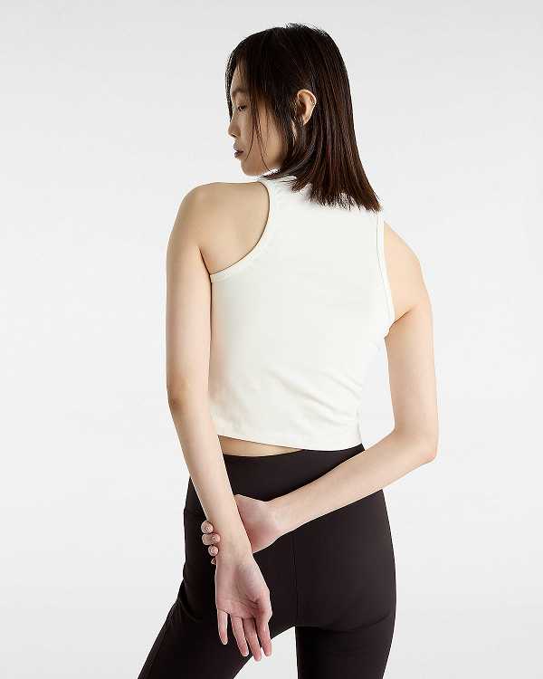 White Women Vans Varsity Racer Tank Top Canada | VN4092735