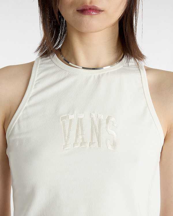 White Women Vans Varsity Racer Tank Top Canada | VN4092735