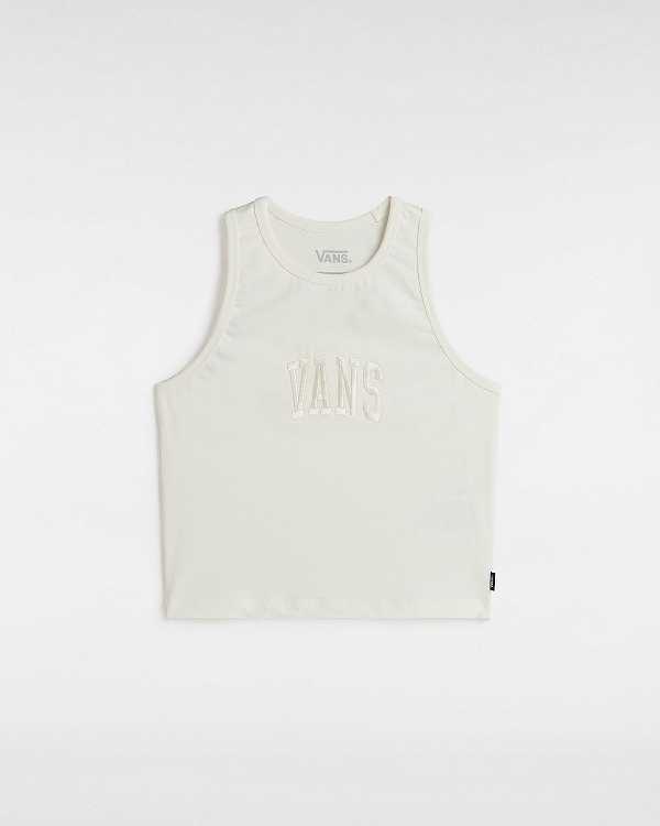 White Women Vans Varsity Racer Tank Top Canada | VN4092735