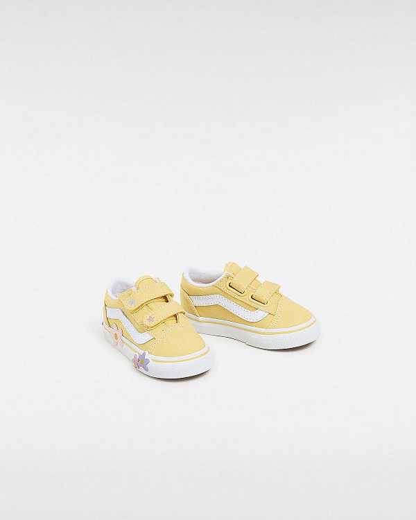 Yellow Kids' Vans Old Skool Hook And Loop (1-4 Years) Sneakers Canada | VN4567902