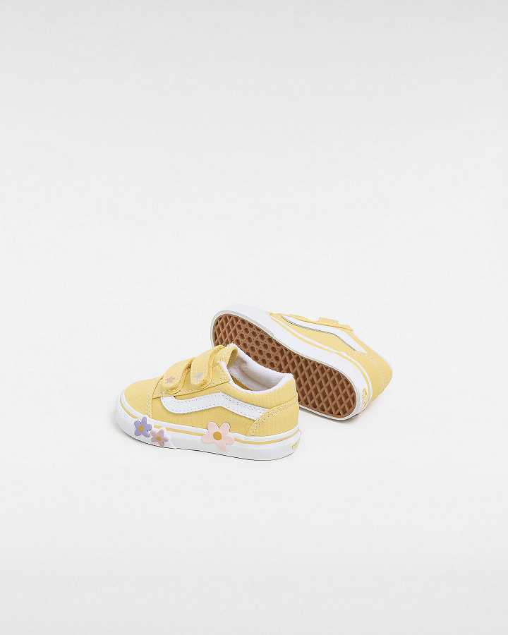 Yellow Kids' Vans Old Skool Hook And Loop (1-4 Years) Sneakers Canada | VN4567902
