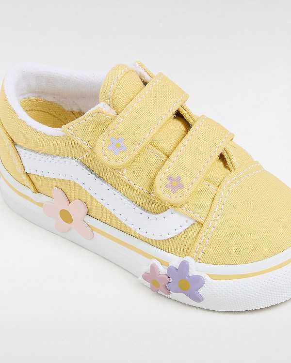 Yellow Kids' Vans Old Skool Hook And Loop (1-4 Years) Sneakers Canada | VN4567902